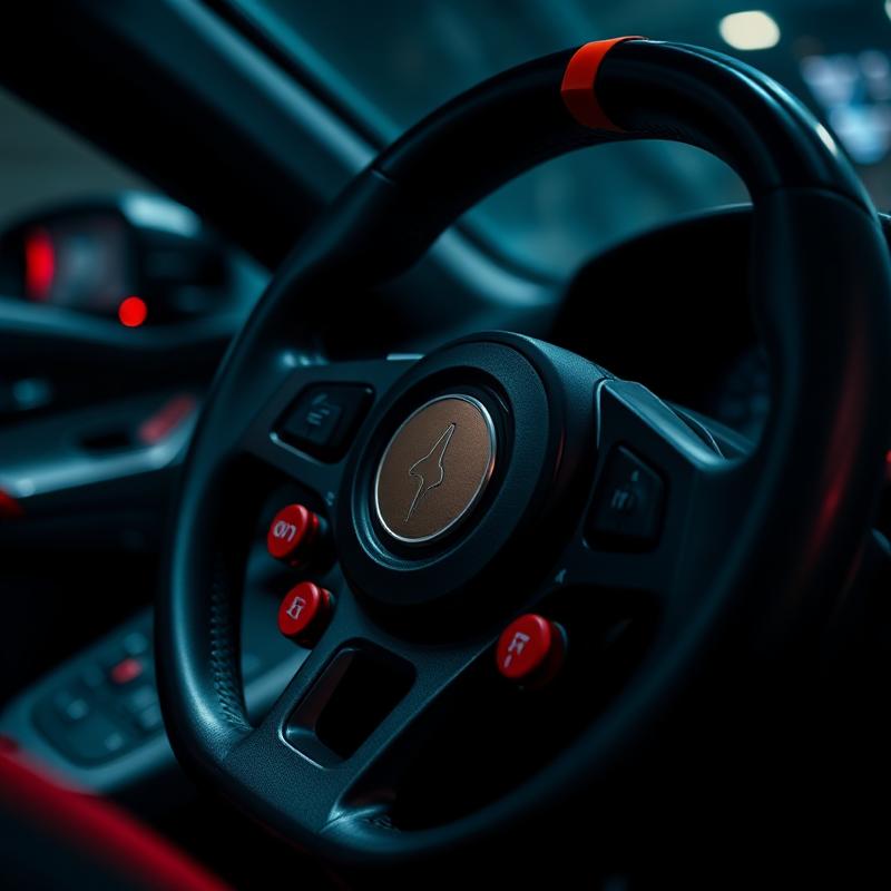 Racing steering wheel detail
